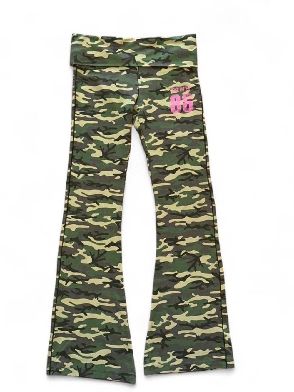Camo Flared Leggings with Pink Accent Size Small VS Pink Y2K NWOT